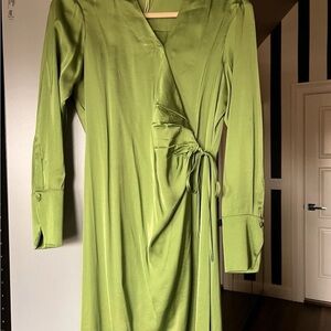 MANGO Green Wrap Dress